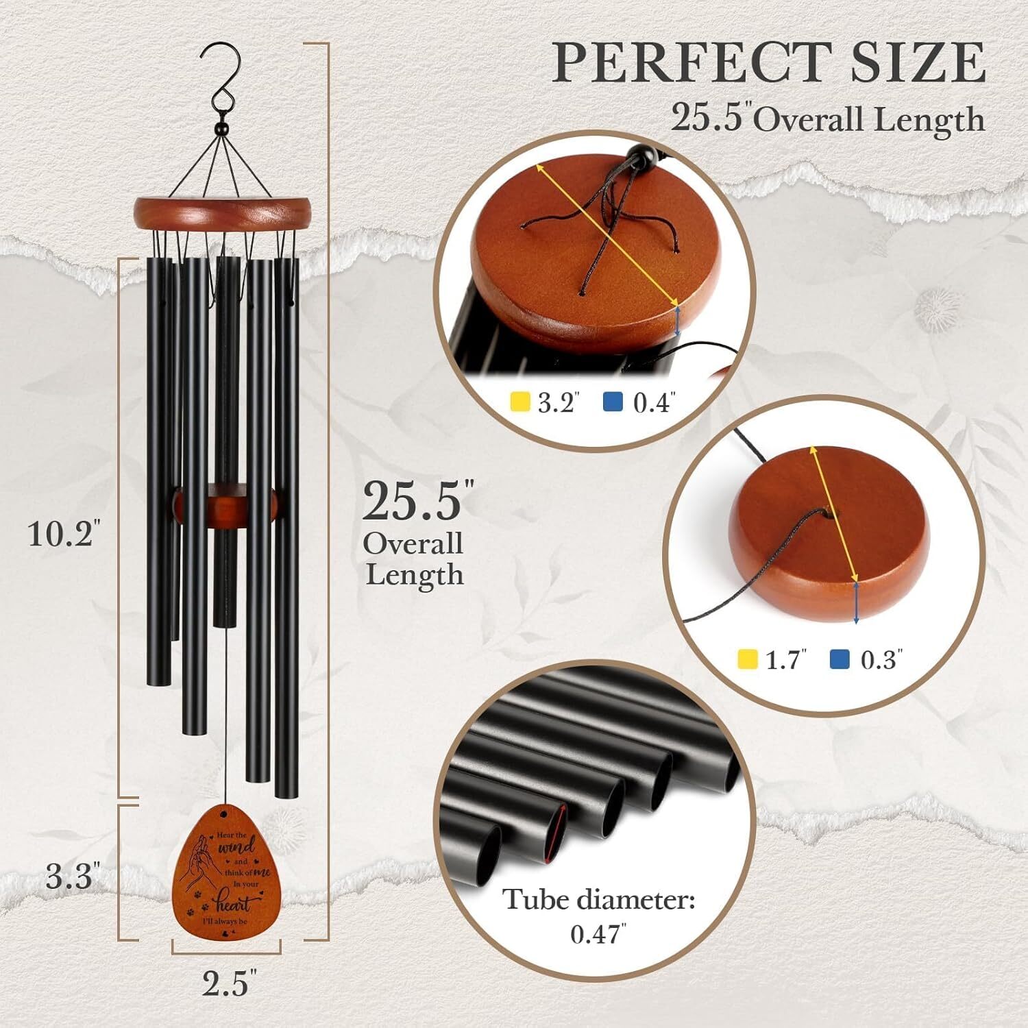 Dog Memorial Wind Chime, Pet Remembrance Gift for Loss of Dog or Cat