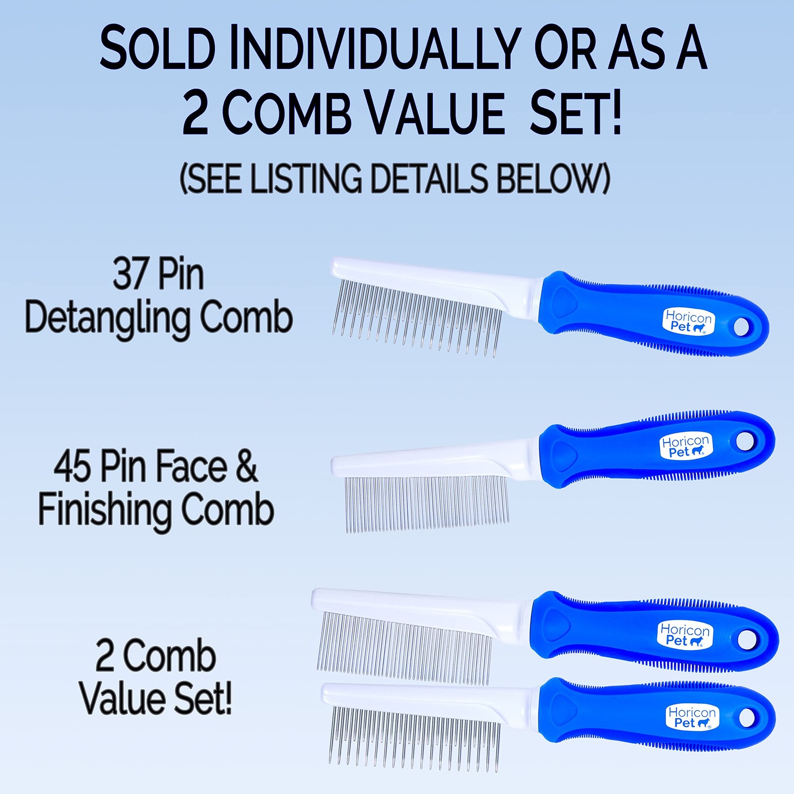 Detangling and Grooming Dog Comb Set for Dogs, Cats, Small Animals
