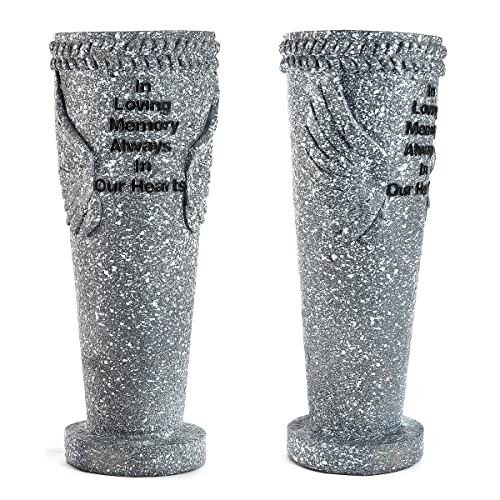 Cemetery Grave Flower Vase, Angel Wings Vase with Ground Spikes for 2 Pack