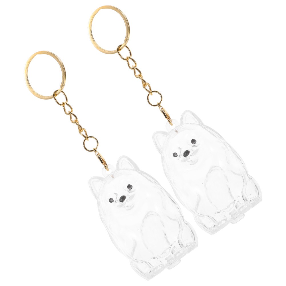 2 Pcs Transparent Dog Keepsake Box Portable Pet Hair Keychain Charms Keyring