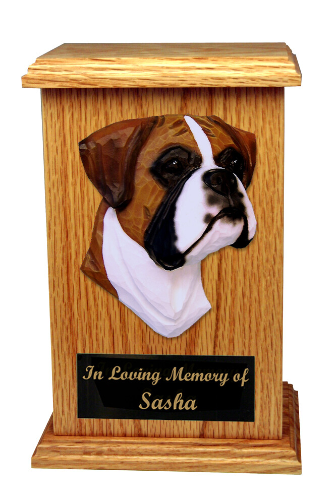 Boxer Natural Ears Memorial Urn
