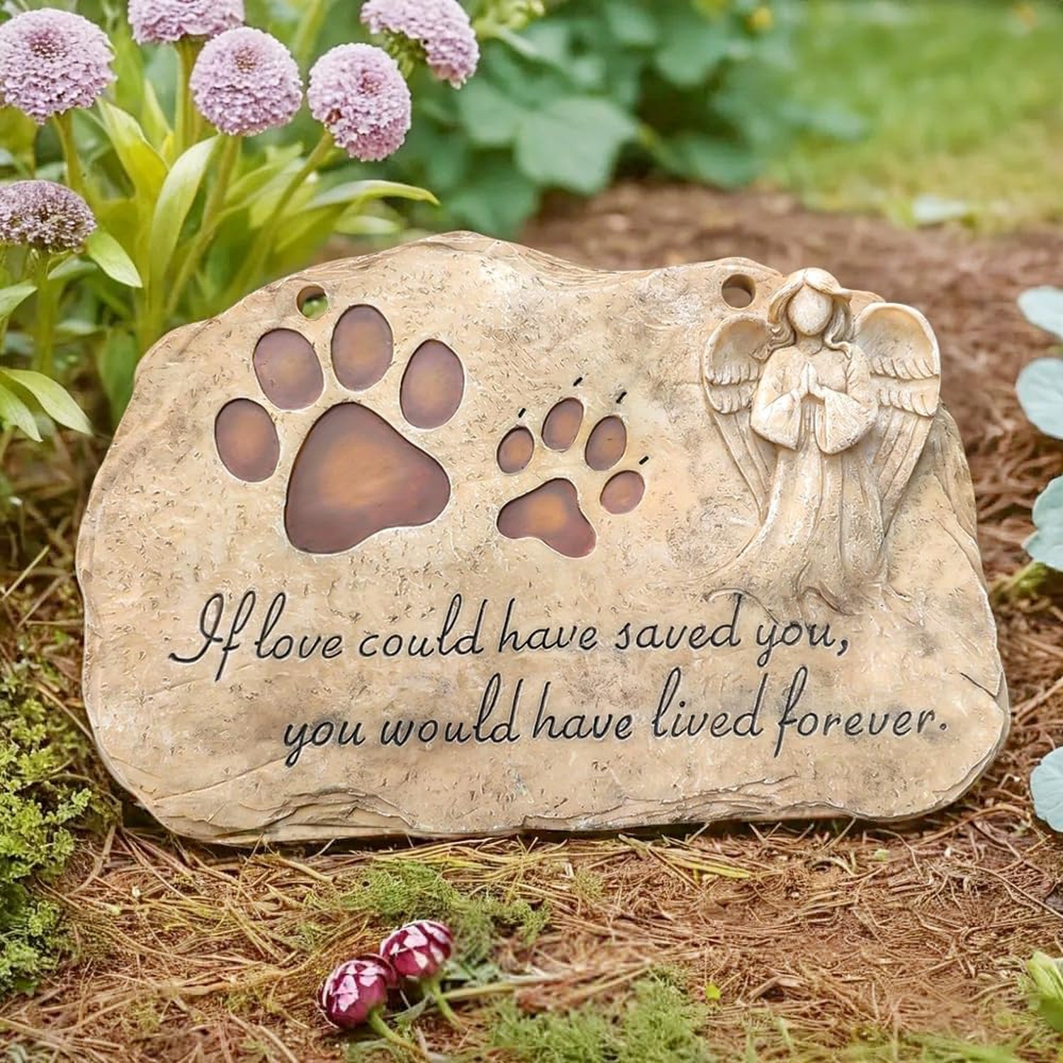 jinhuoba Pet Dog Memorial Stones Headstones Plaques with Angel, Sympathy Paw …
