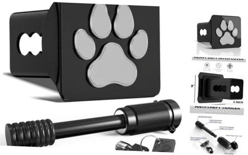 2″ Hitch Cover for 2 Inch Receivers (with 5/8″ Pin Diameter Dog Paw Print)