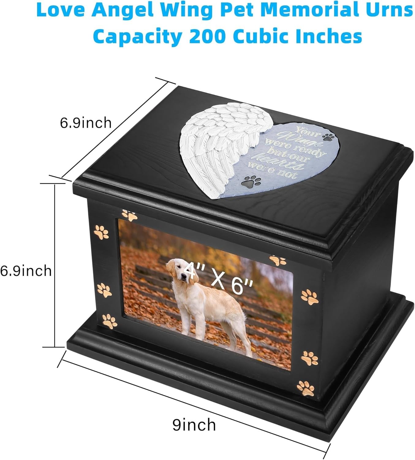Pet Memorial Urns for Dogs or Cats Ashes Large Wooden Funeral Memorial Urn Box