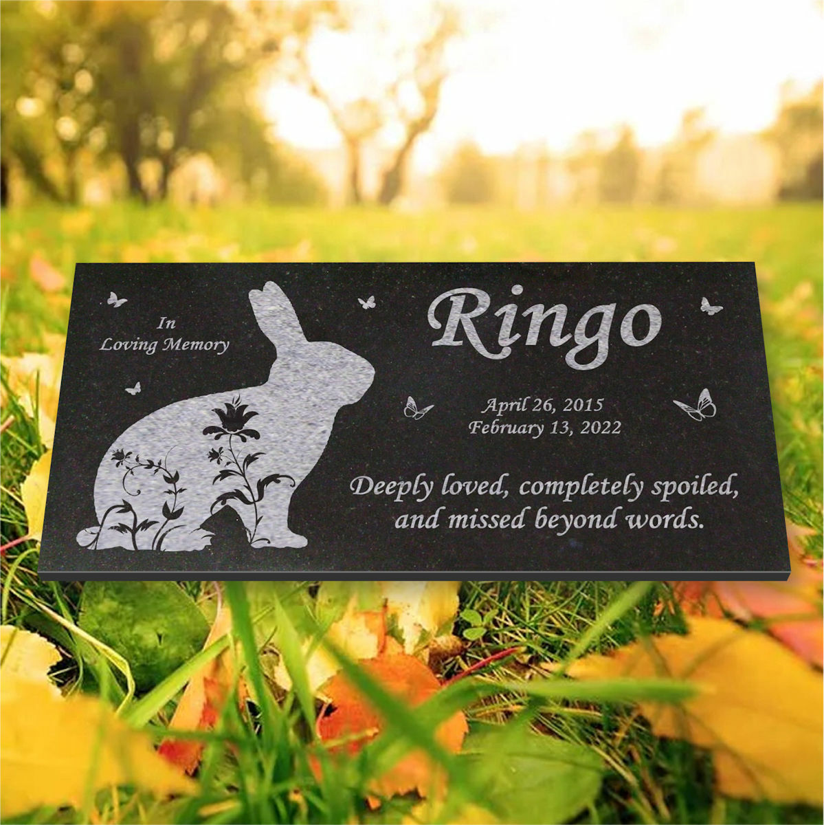 Personalized Pet Rabbit Memorial – Granite Pet Memorial – 6×12 – Ringo