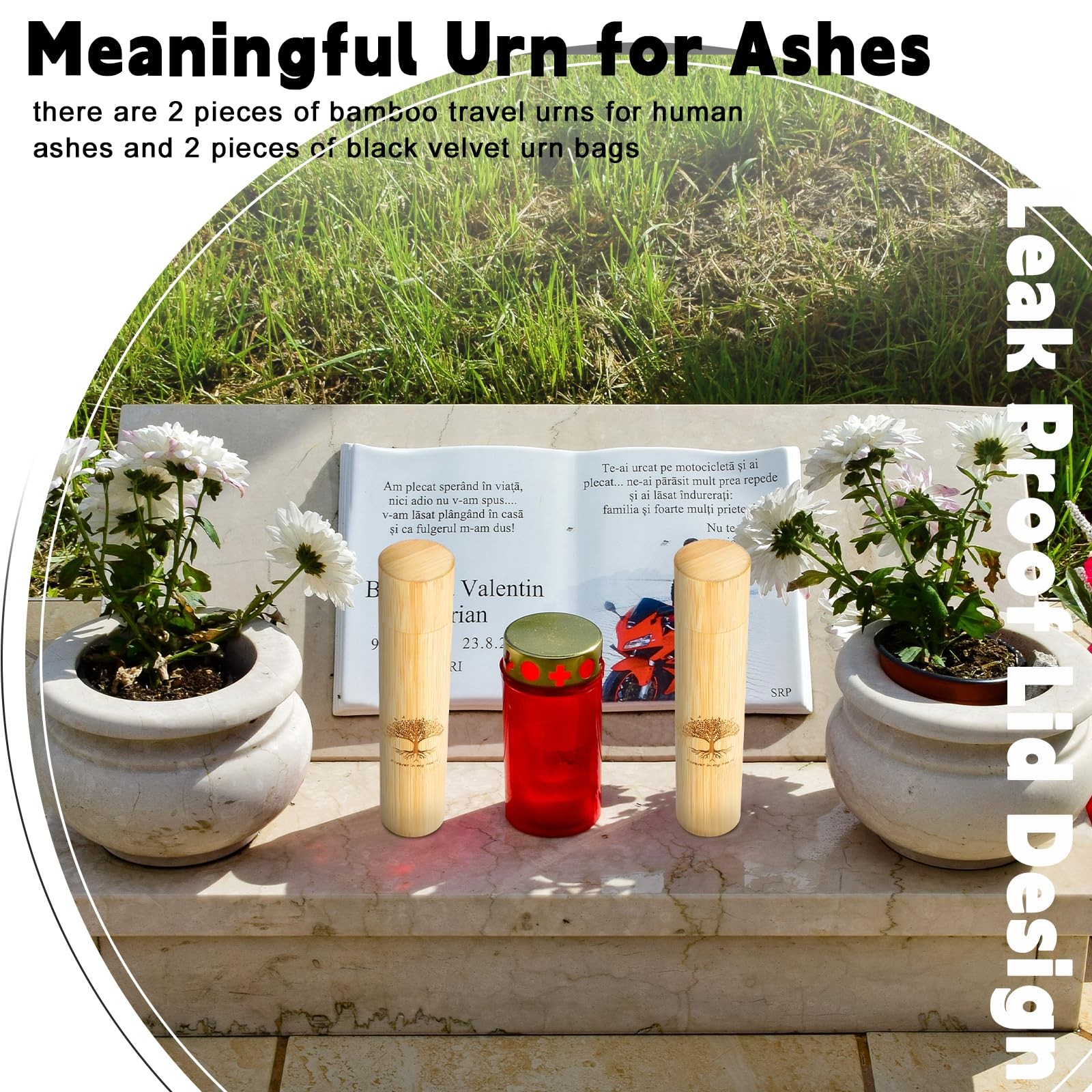 Thyle 2 Set Bamboo Scattering Urns for Ashes Tree, As Shown in the Picture