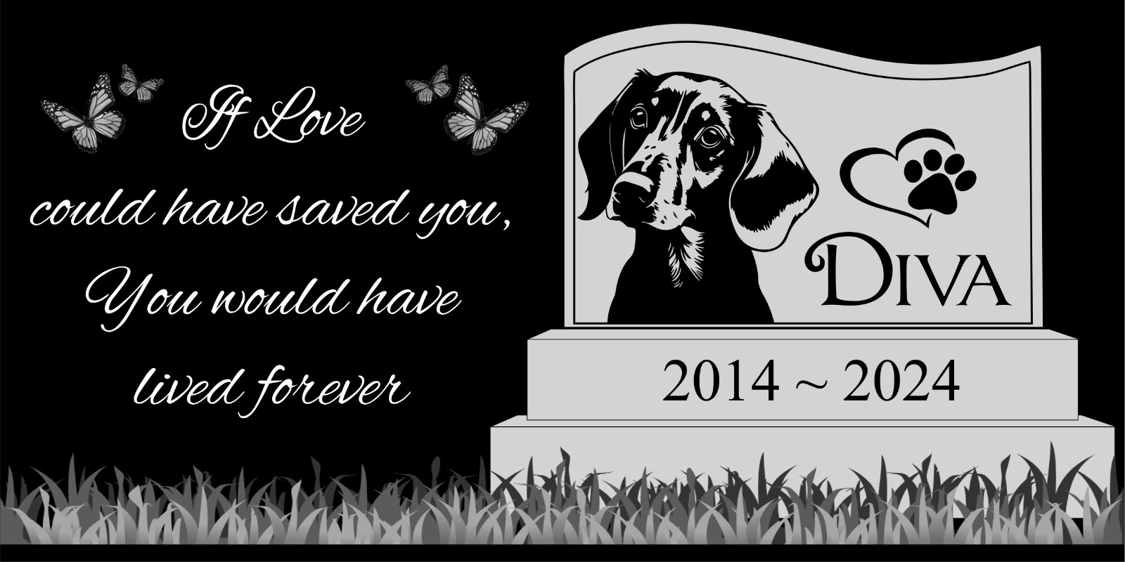 Pet memorial Engraved Marker, headstone Granite gravestone Australian Shepherd