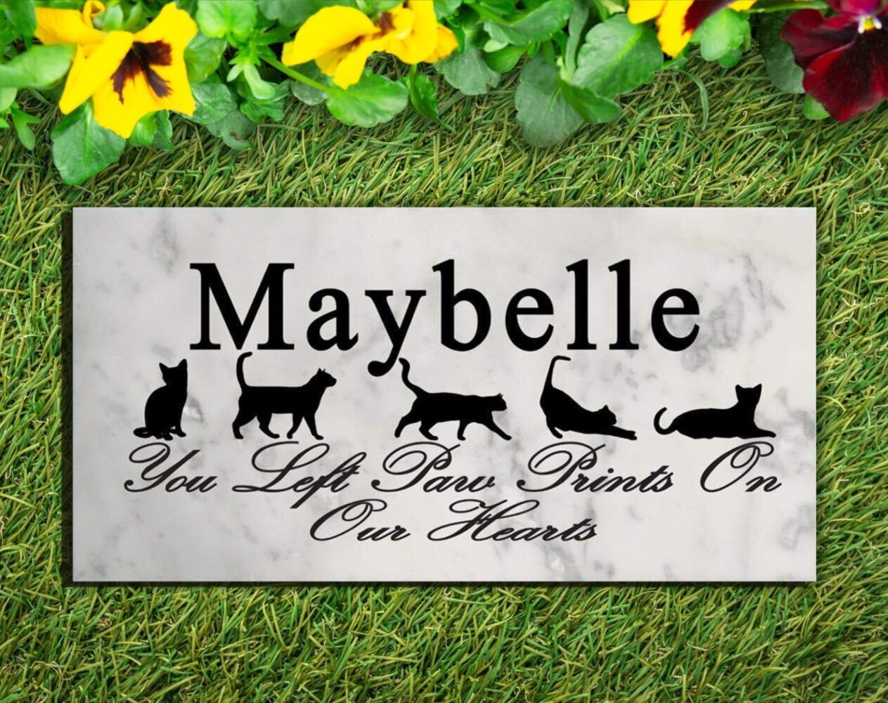 Cat Memorial Stone Plaque Personalized You Left Paw Prints On My Heart