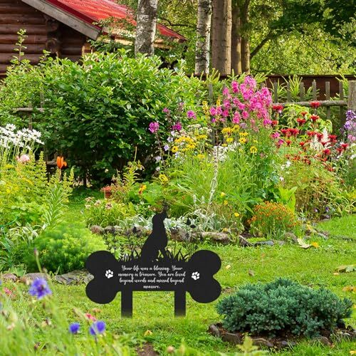 Pet Grave Markers Dog – Metal Dog Memorial Garden Markers Grave Decorations f…
