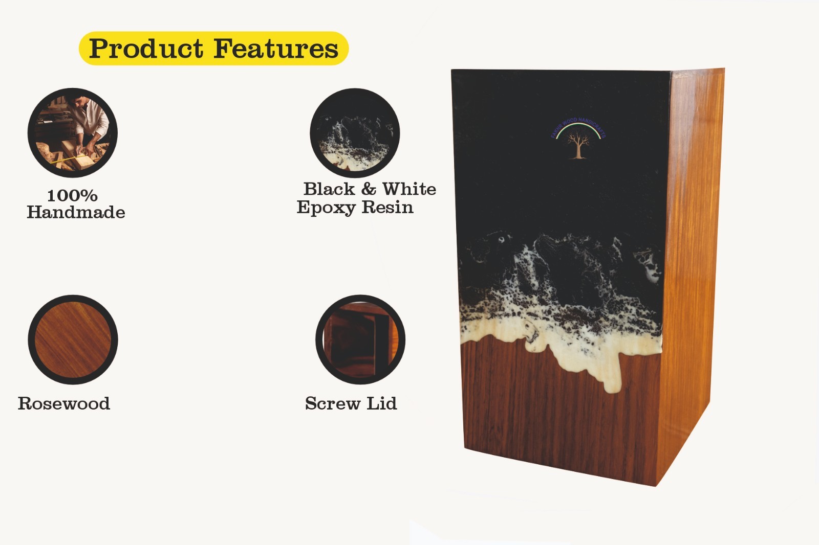 Wooden urn box – Handcrafted Ocean Wave Urn – Wooden Memorial Box for Loved Ones