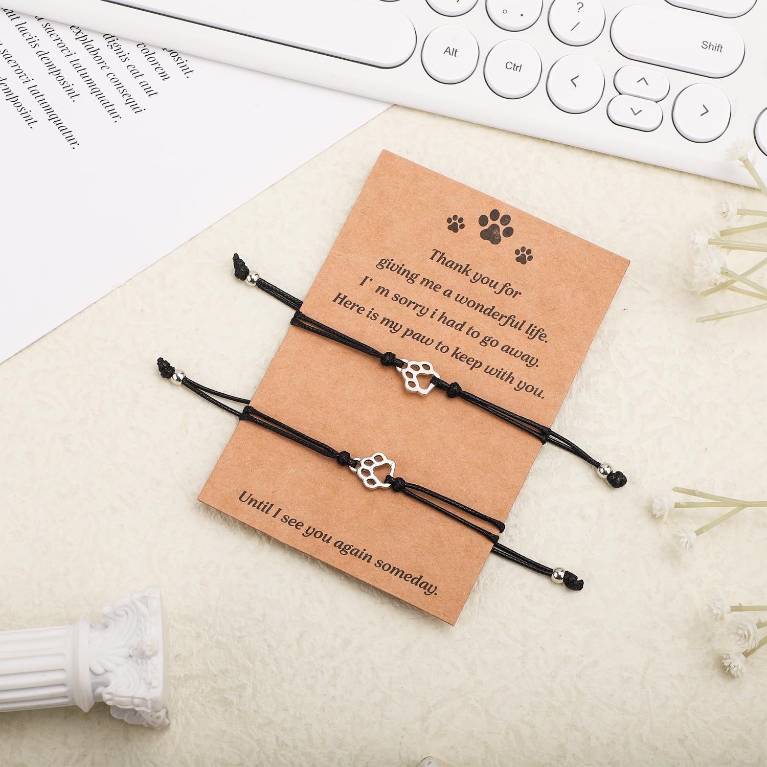 XIHIRCD 2pcs Cat Dog Memorial Bracelet Gift, Pet 12x9cm, black, silver
