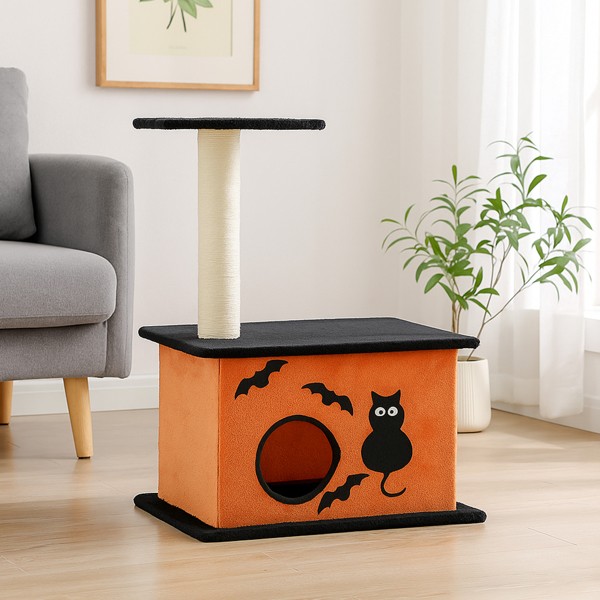 Halloween Cat Tree, Cat Tower Cat Tree For Indoor Cats With Spacious Cat Condo,