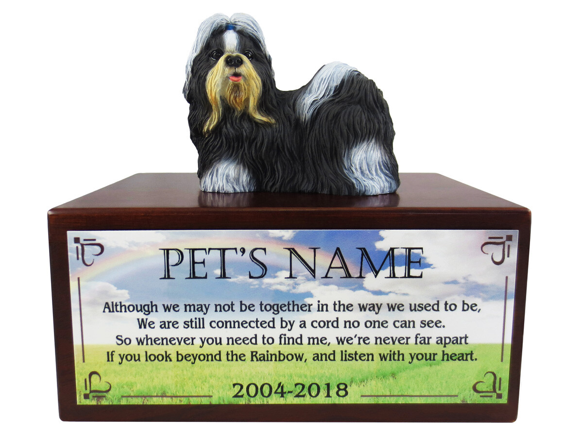 Conversation Concepts Black/White Shih Tzu with The Rainbow Poem Urn