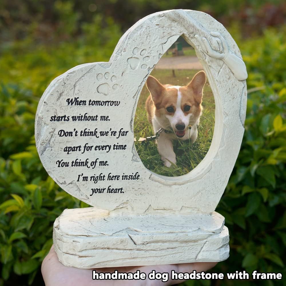 jinhuoba Heart Shaped Pet Memorial Stones for Dogs, Dog One size, White