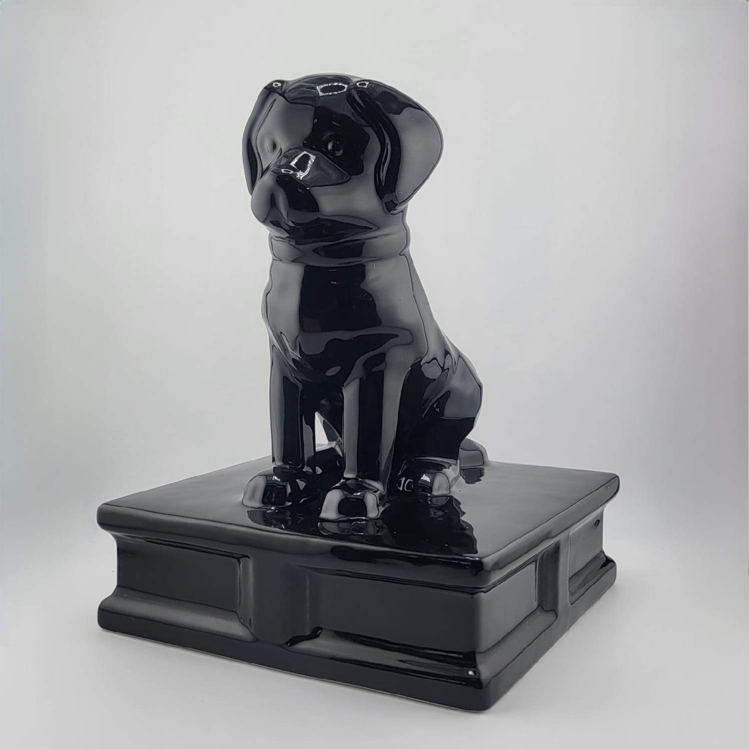 Pet Ashes Urn Geometric Dog Memorial – Glossy Ceramic – Black / White