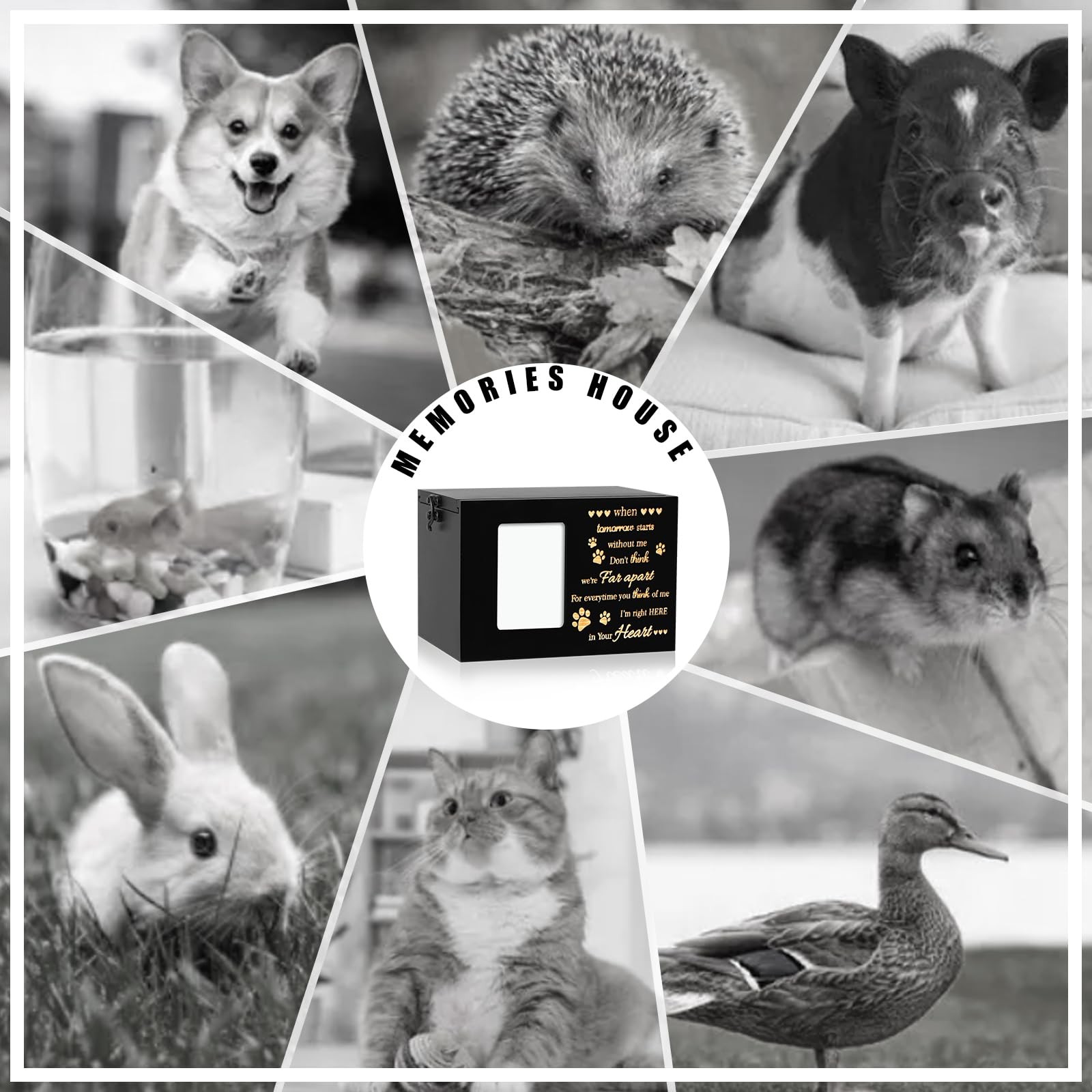 Pet Urns for Dog or Cat Ashes, Wooden Funeral Cremation Small, Memory-black