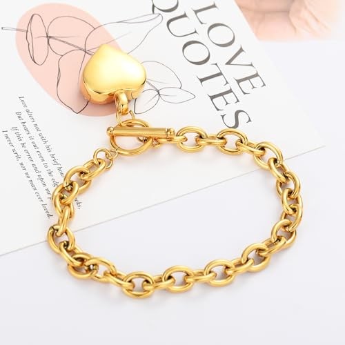 Infinity Heart Cremation Bracelet for Ashes – Stainless Steel Urn Bangles Gold