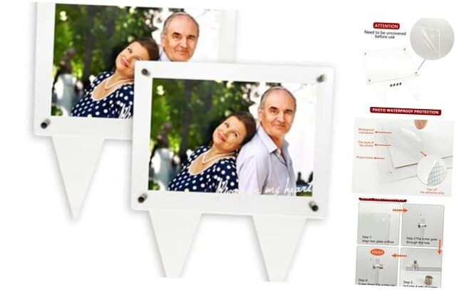 5×7 Waterproof Picture Frame for Grave Always in My Heart 2pcs Vertical