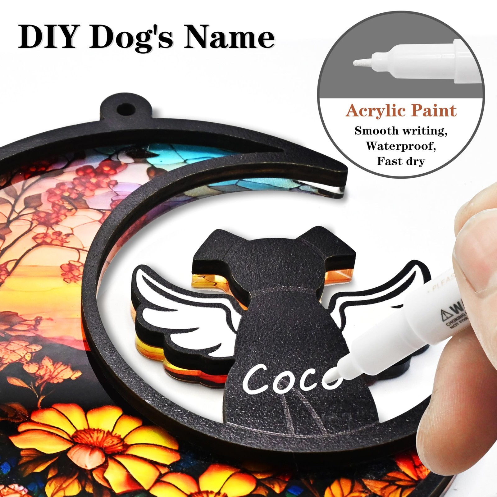 DIY Dog Memorial Gifts for Loss of Dog, 2-Layer Dog Angel Memorial Suncatcher…