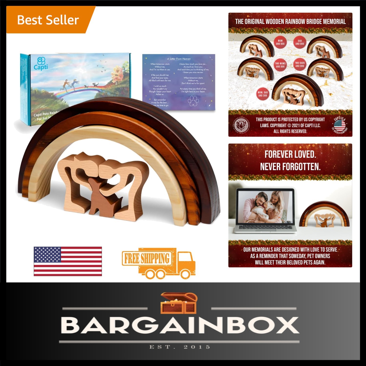 Rainbow Bridge Dog Memorial Gift – Handcrafted Keepsake for Grieving Pet Owners