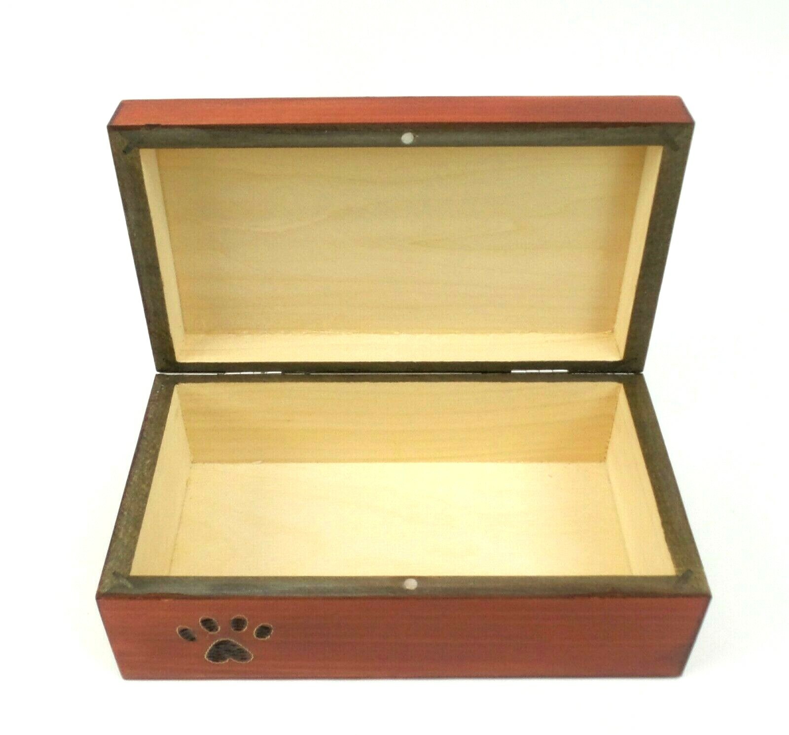 Medium Pet Cremation Urn Inlay Paw Print Wood Box Cat Dog Ashes Memorial Chest