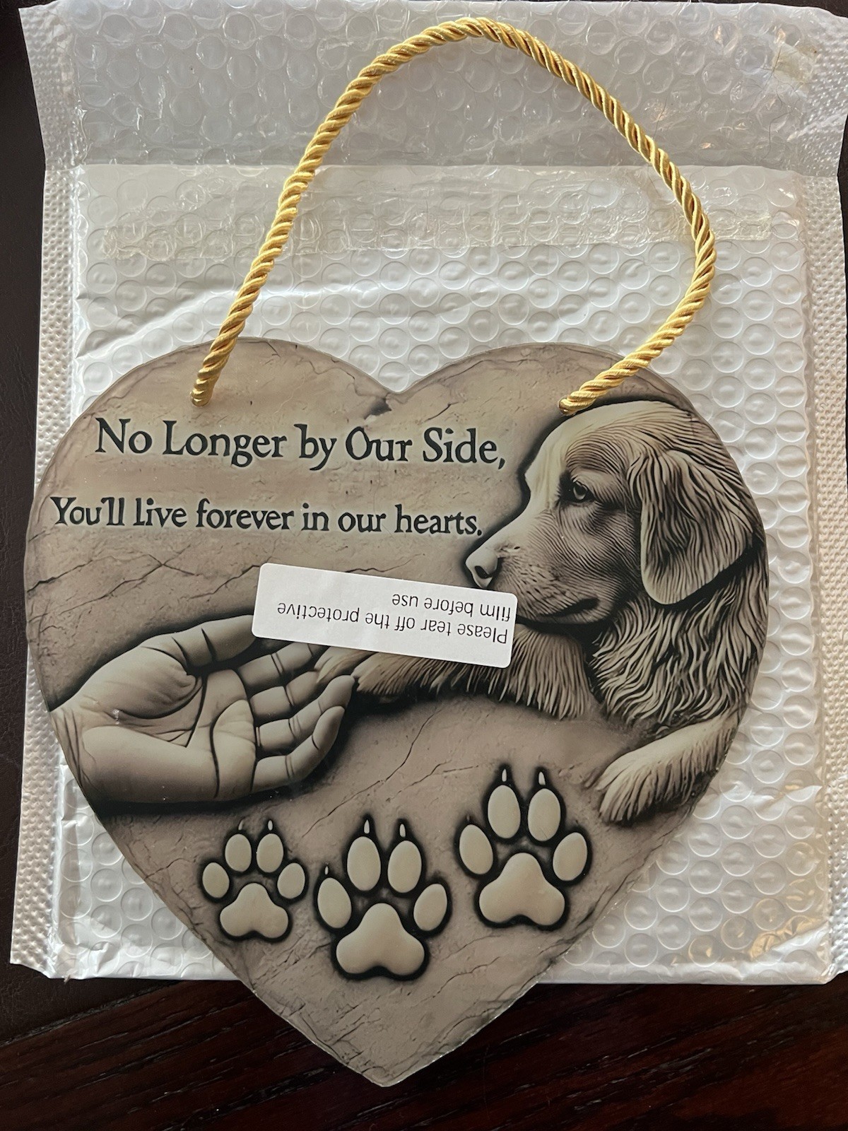 Pet Memorial Heart Shaped Acrylic Sun Catcher Wall Hanging Pet Loss Keepsake NIP