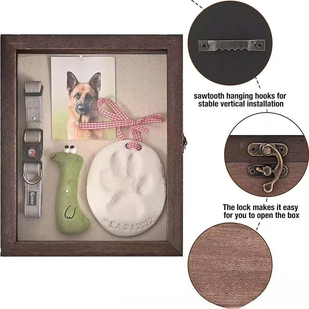 Elegant Sturdy Memorial Polished Textured Wooden Pet Growth Memorial Photo Frame