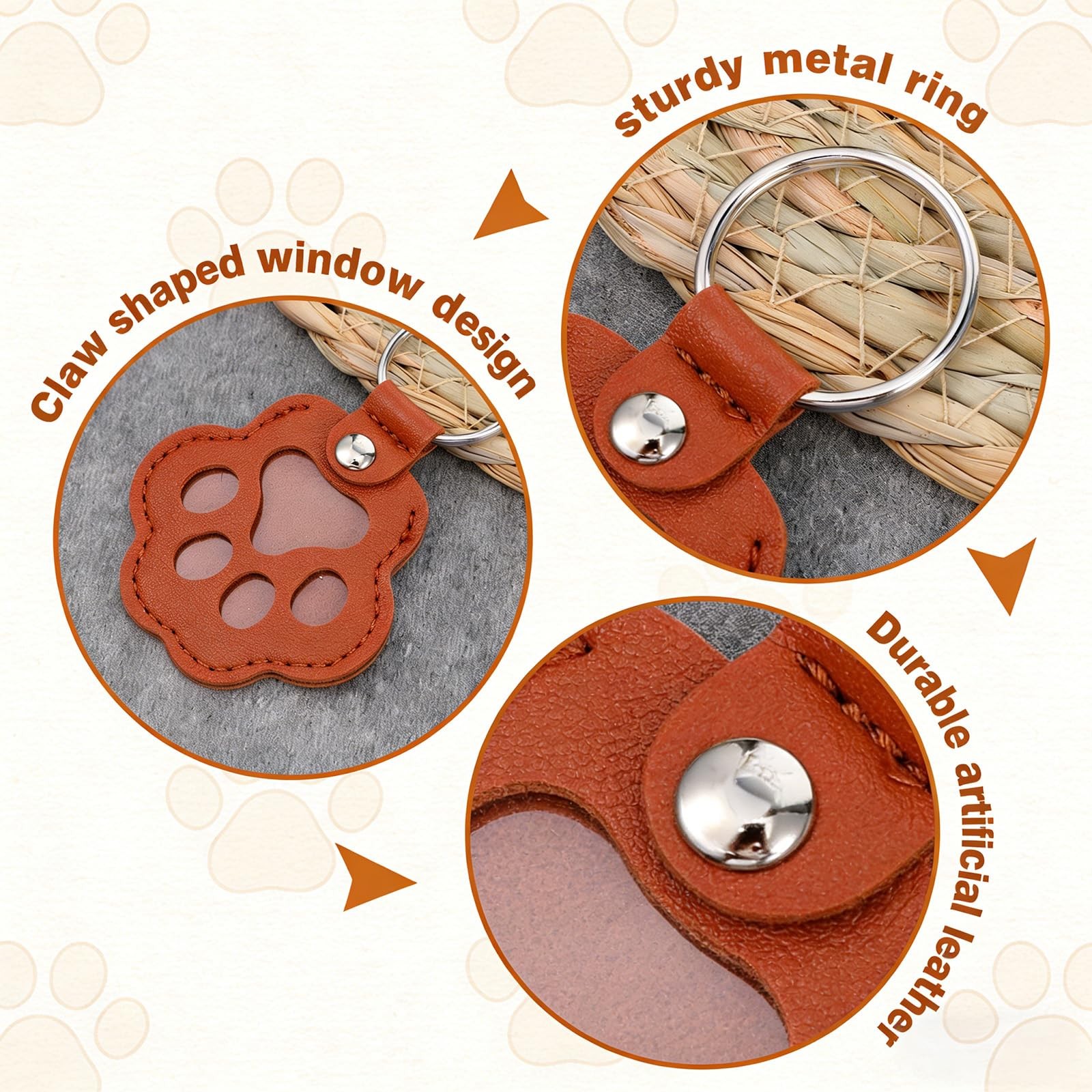 TIESOME 6Pcs Pet Hair Storage Keychain, Dog Cat Hair Collector Paw Shaped fur…