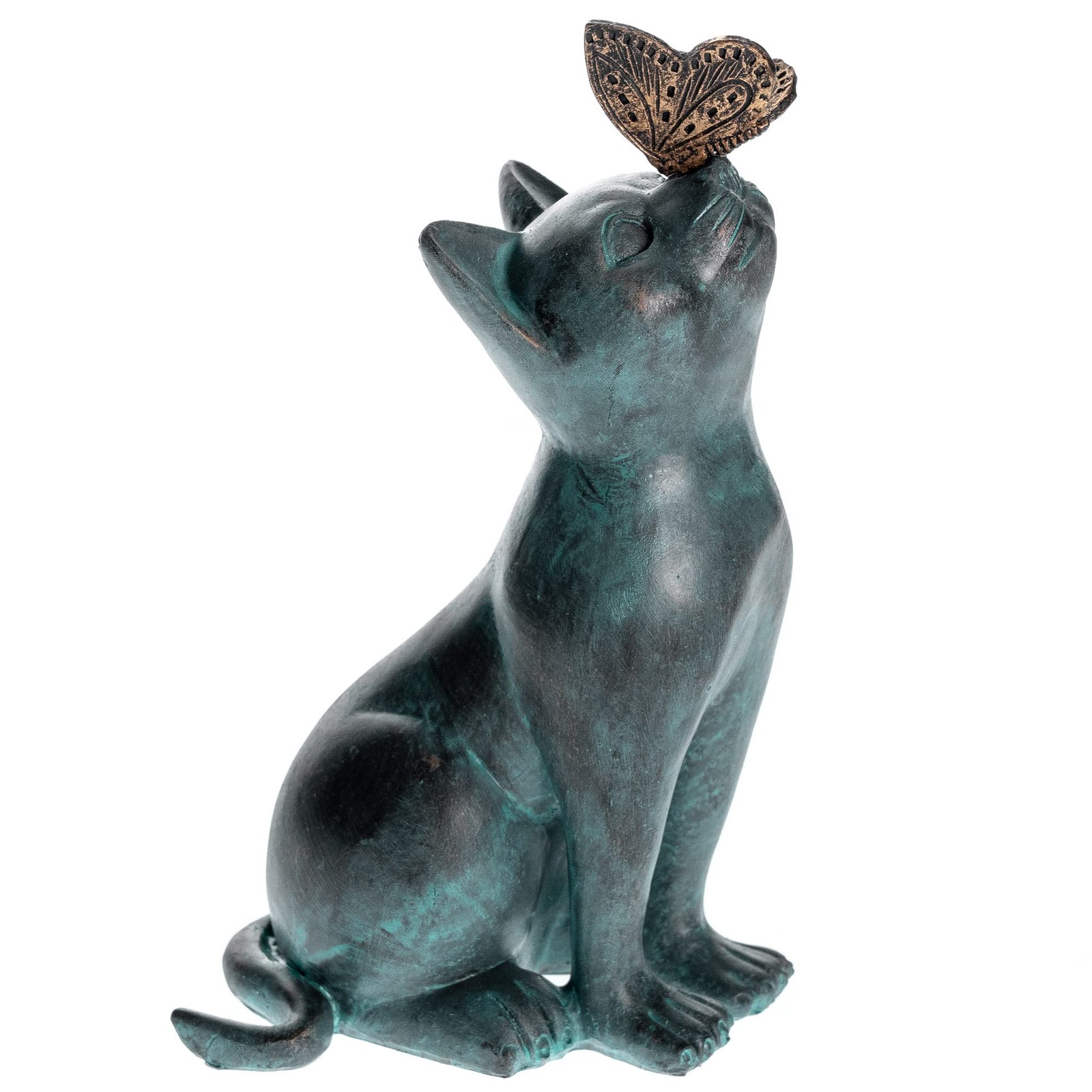 iHeartCats Cat Memorial Figurine with Butterfly – Cat Statue Pet Memorial Gifts