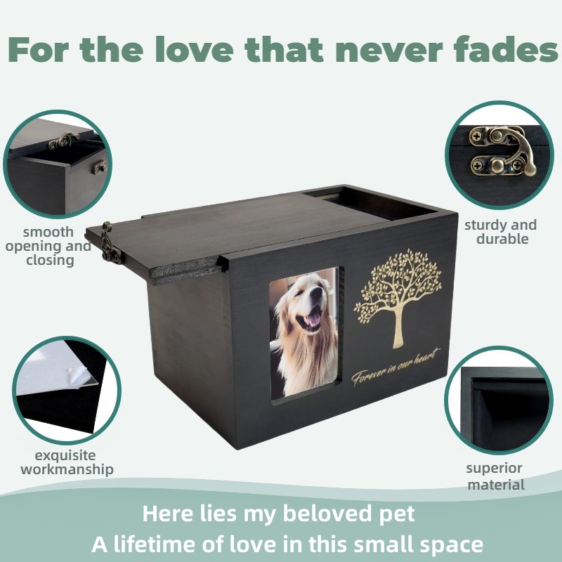 Wooden Pet Memorial Urn For Dog & Cat Ashes Loss Pet Memorial Remembrance Gift