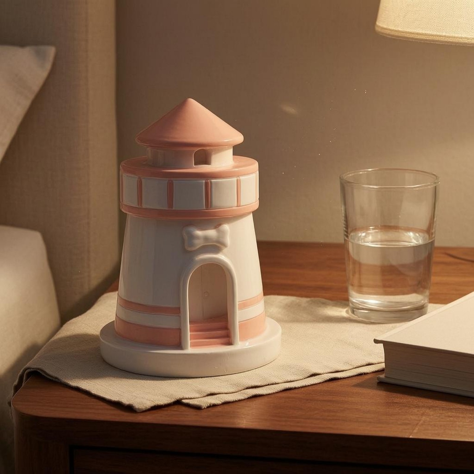 Pet Memorial Urn Conical Roof Lighthouse Container Round Base