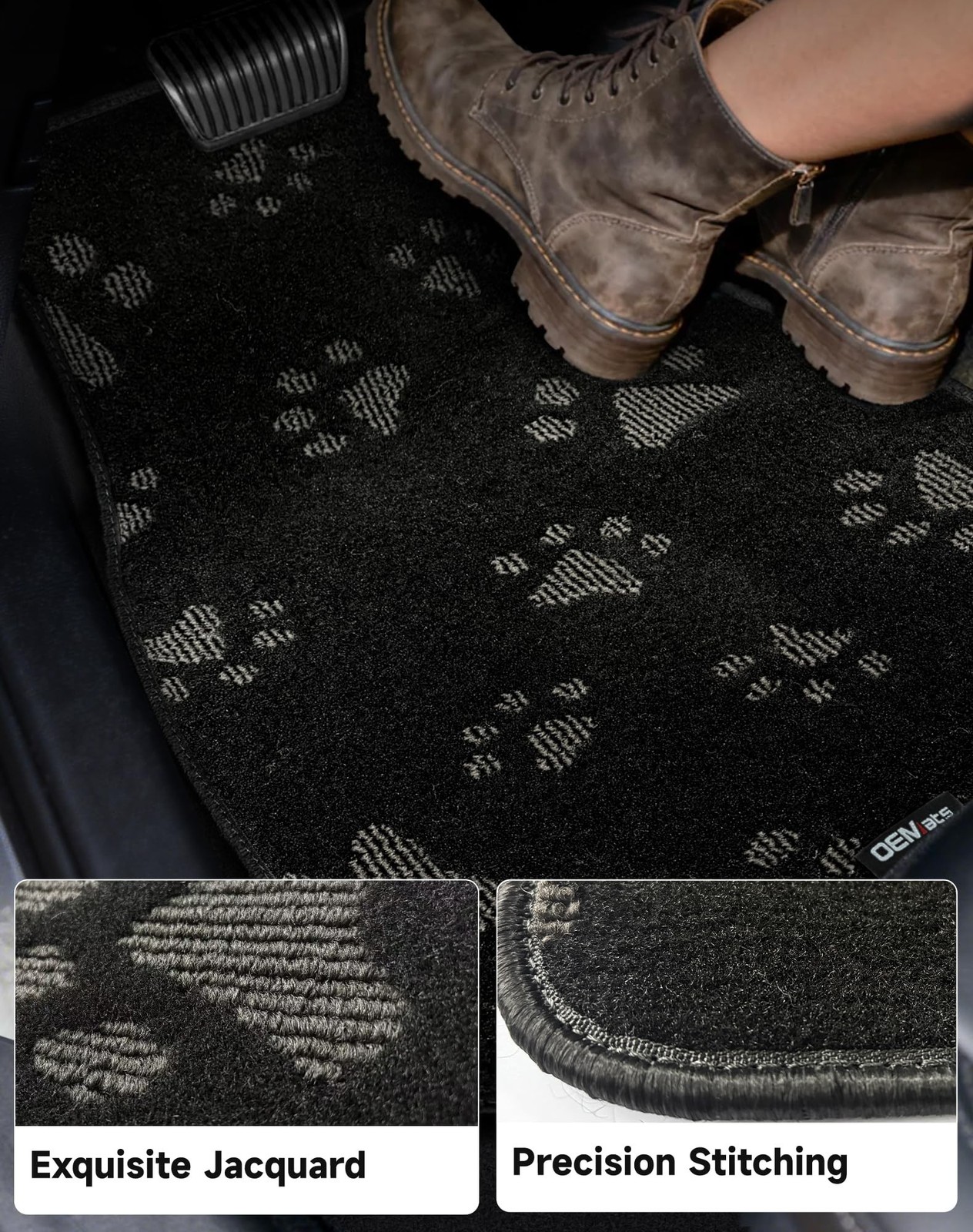 Cute Embroidered Dog Paw Car Floor Mats for Pet Lovers, Universal Fit All Wea…