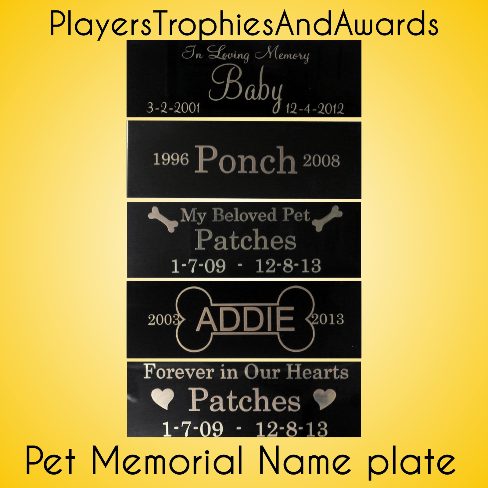 Pet memorial 1 x 3 Custom name plate aluminum metal Custom engraving 1×3 dog cat