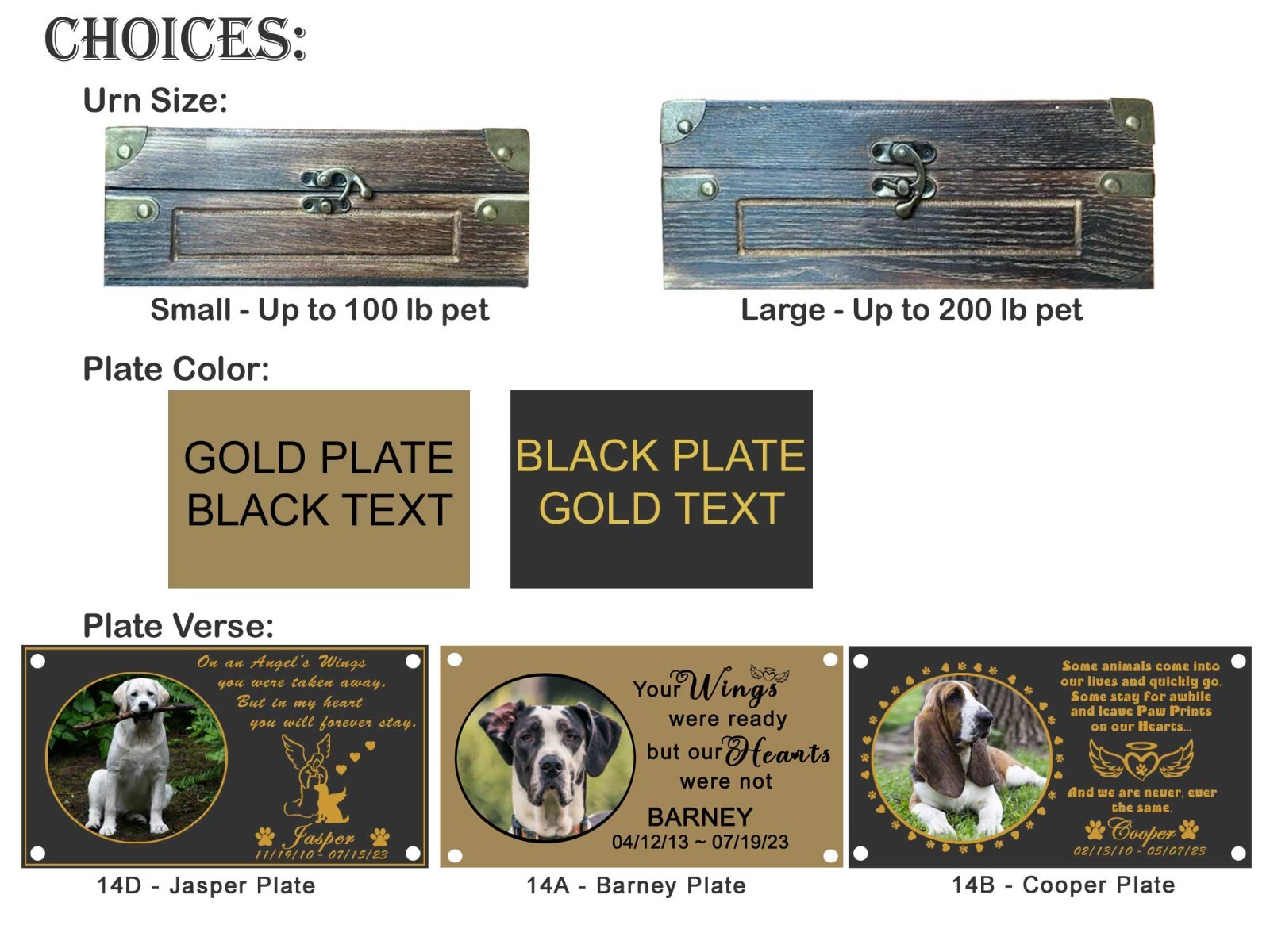 Custom Pet Urn, Engraved Photo Plate, Large or Small Pet Urn, Picture Pet Urn