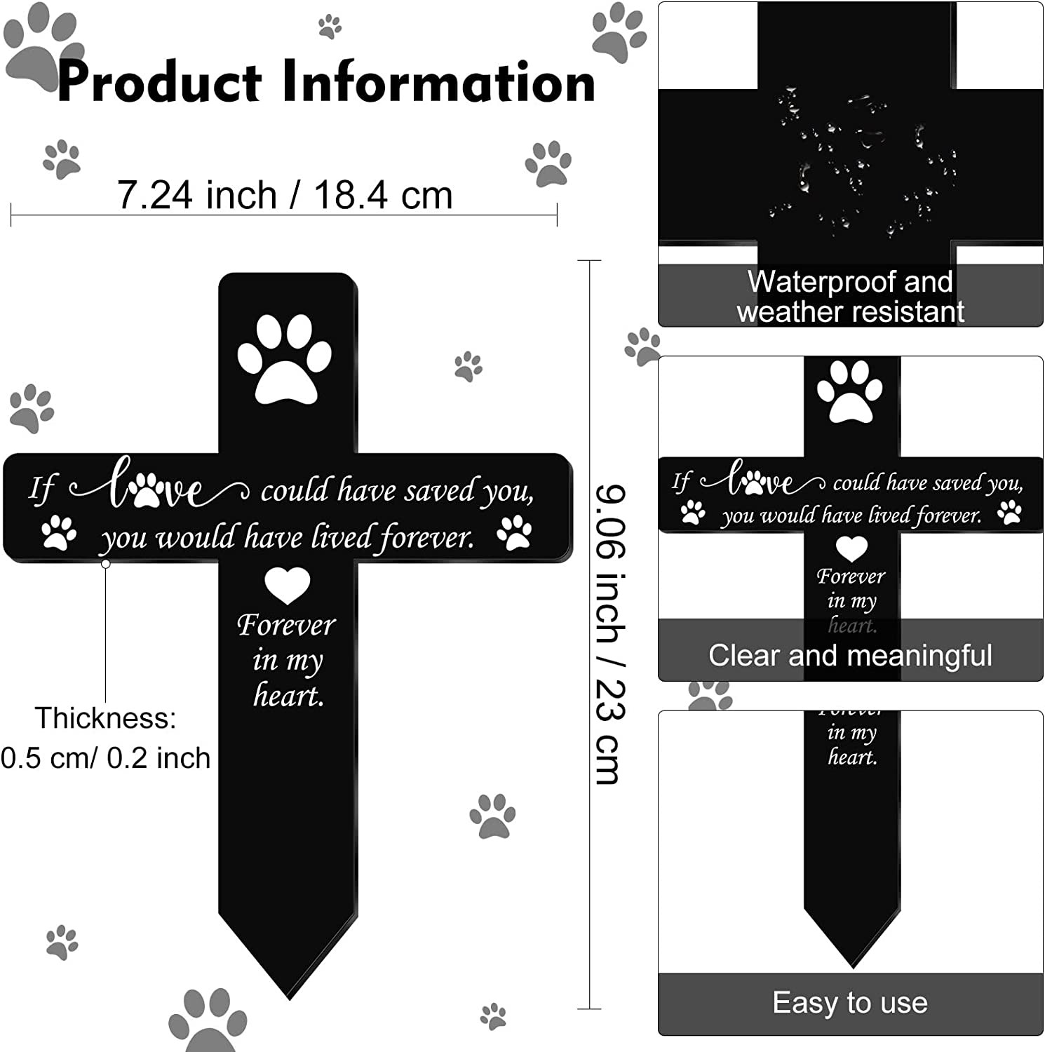 Pet Grave Marker Memorial Gifts Pet Loss Stake Memorial Plaques for Outdoors Gar