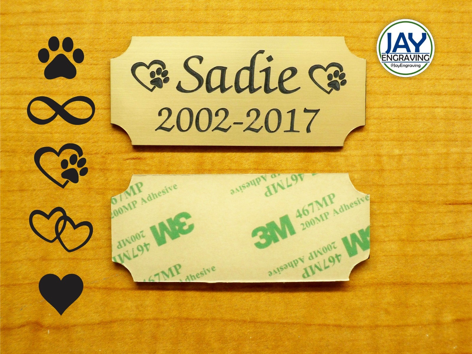 2x4in Custom Engraved Gold Tone Pet Name Memorial Urn Plaque Sign Plate Dog Cat