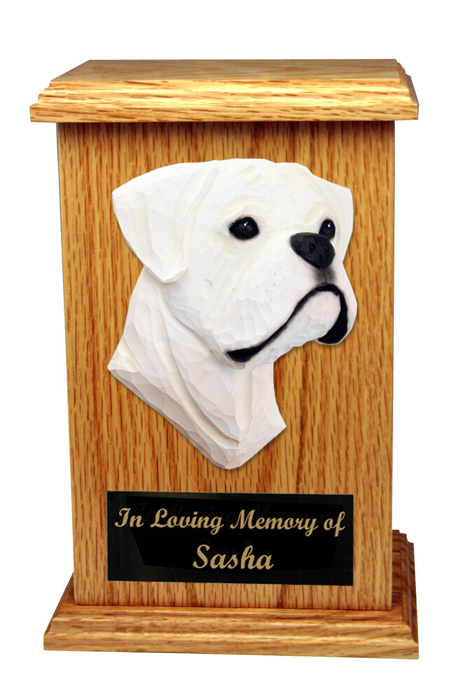 Boxer Natural Ears Memorial Urn