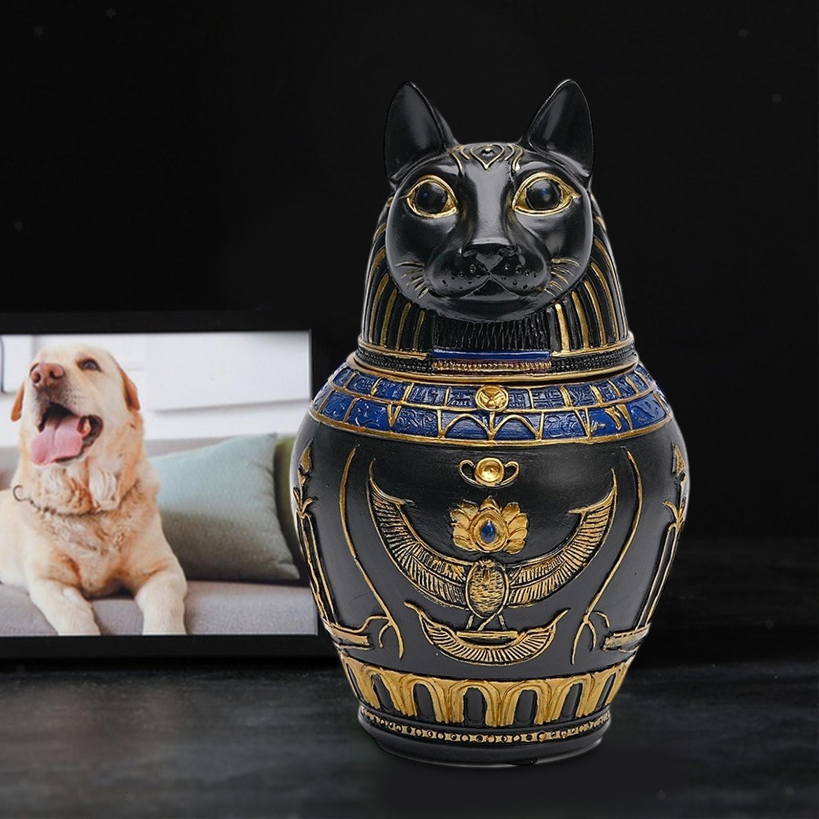 Pet Urn Canopic Jar Statue Sturdy Resin for Small Animals Puppy Kitten