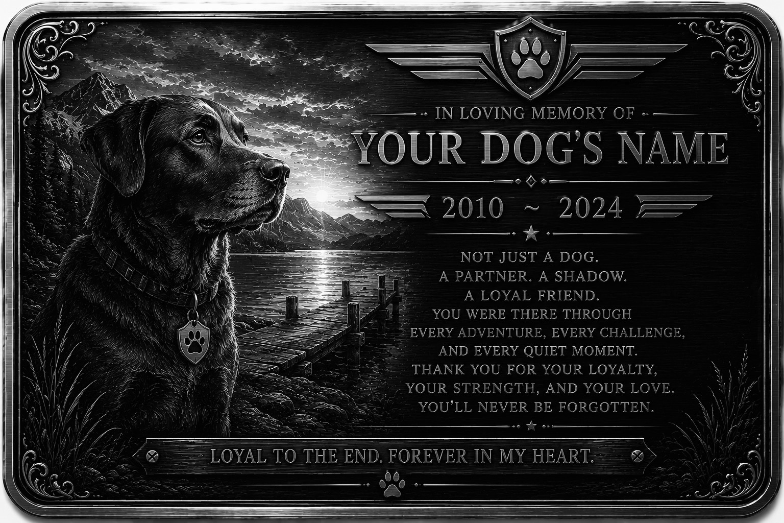 Personalised Pet Memorial Plaque Custom Photo Engraved Aluminium Dog Cat Horse