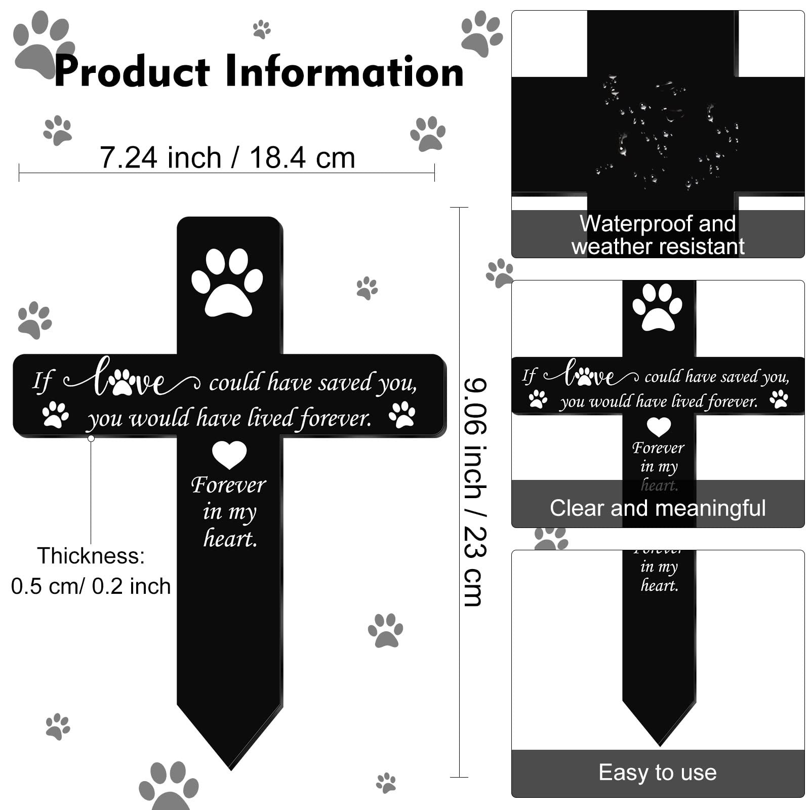 Grave Marker Cross Memorial Gifts Pet Loss Stake Memorial Plaques for Outdoors P