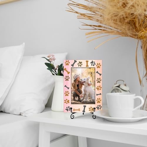 Pet Picture Frame 4×6 Wood – Dog Paw Prints, Gift for Dog Lover, Pet -A