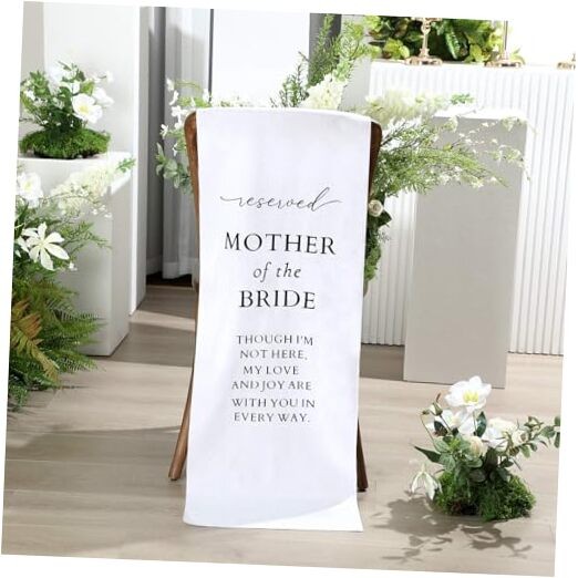 Wedding Memorial Reserved Chair Sign Banner in Loving white Mother of the Bride