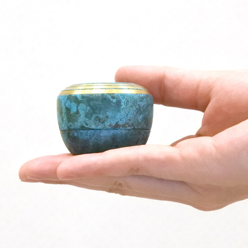 Kanata Peacock Blue Small Keepsake Urn for Human Ashes Brass