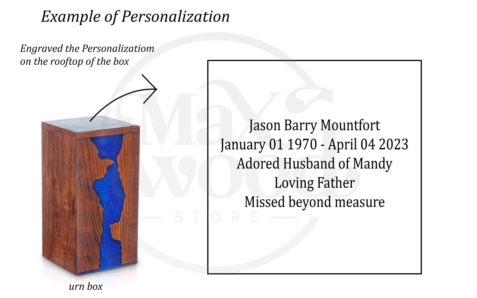 Handcrafted Rosewood and Blue Resin Urn Box – Memorial for Humans Ashes