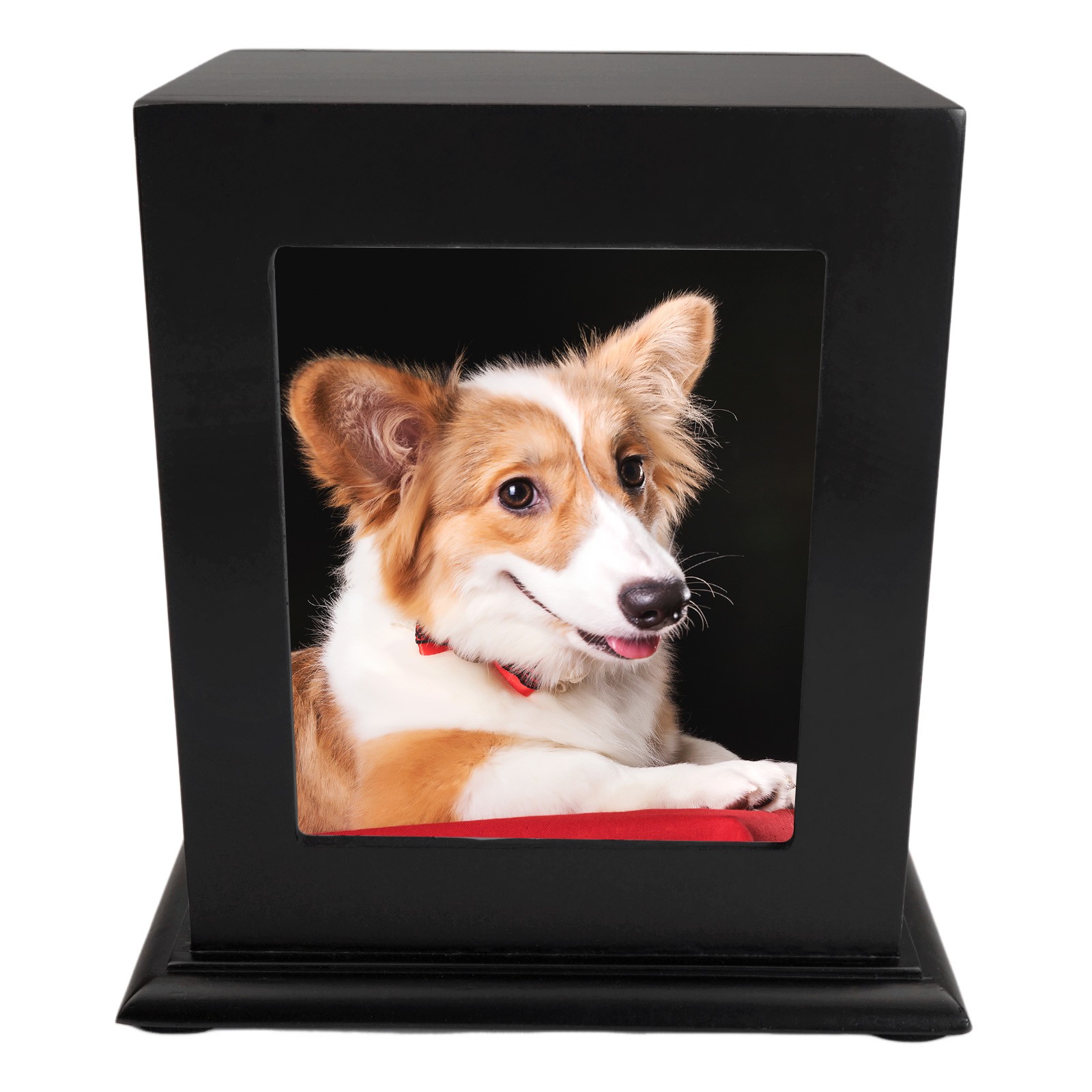 Black Wooden Memorial Urn Dogs & Cats with Storage Bag and Photo Frame