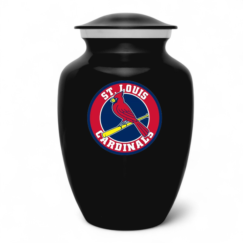 St. Louis Cardinals Baseball Style Cremation Urn Adult Ashes Black Metal 8 Inch