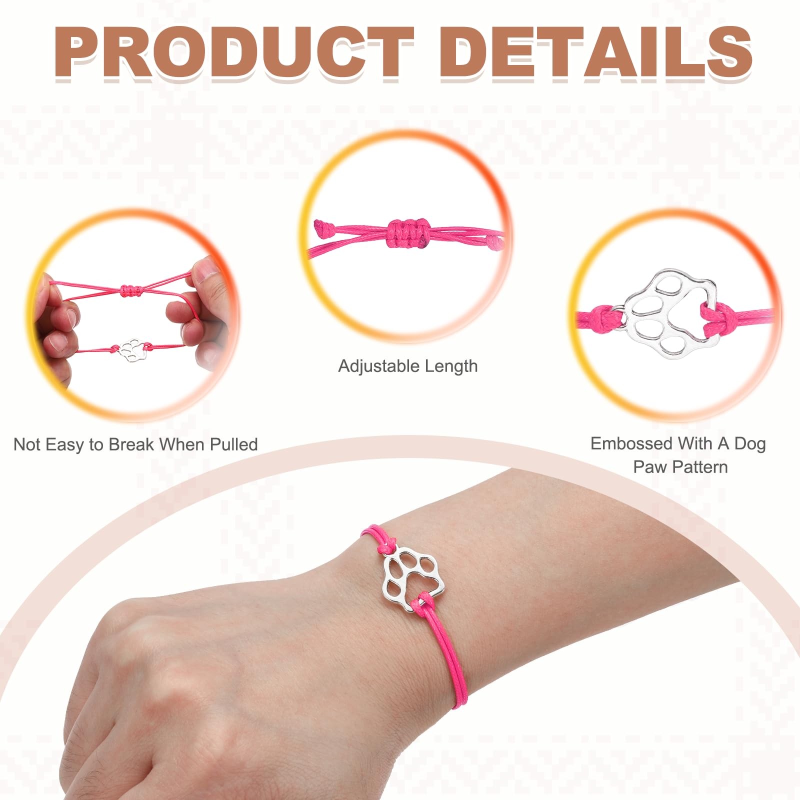 MECCANIXITY Dog Paw Bracelet for Women, Cat Paw Pet Print Memorial Rope Brace…