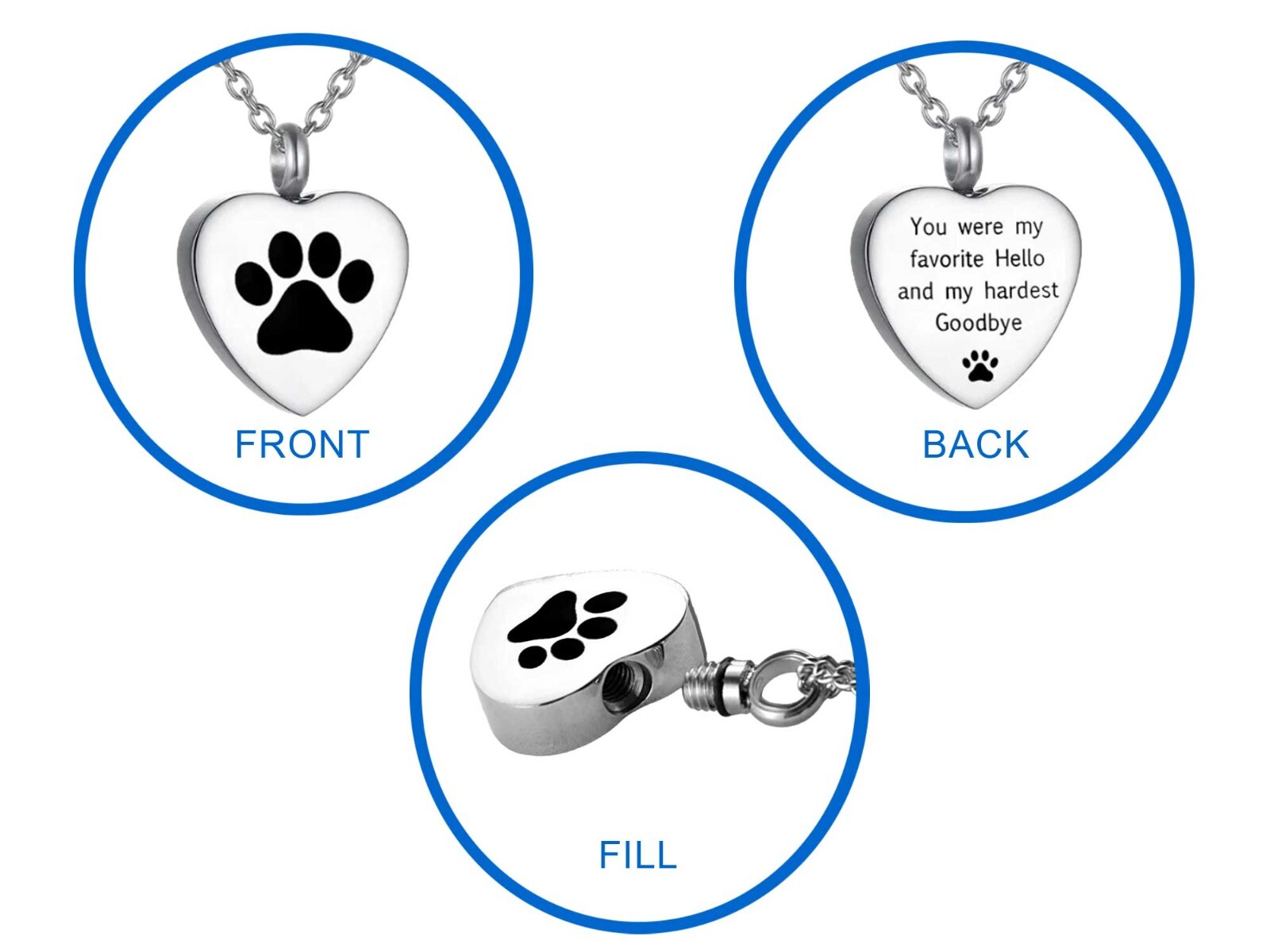 The Hardest Goodbye Pet Keepsake Urn Interchangeable Necklace or Key Ring