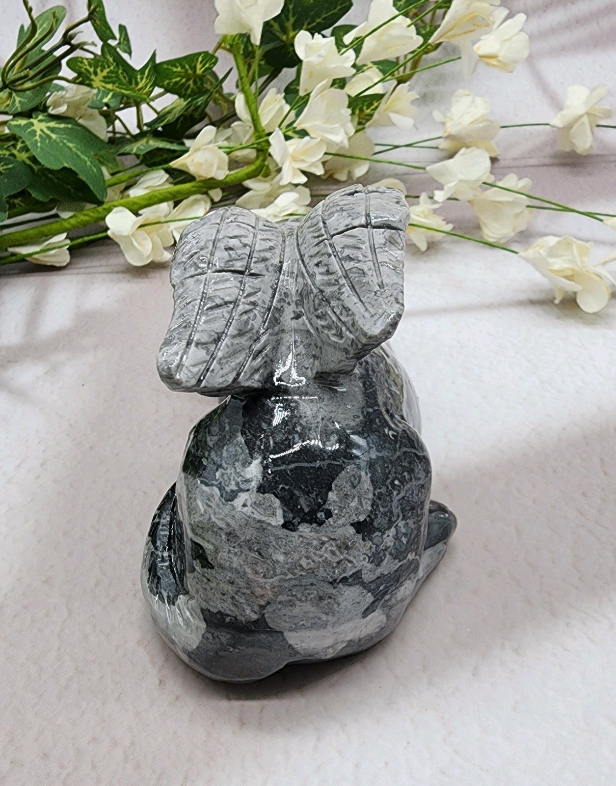 Picasso Jasper, Winged Angel Dog, Pet Memorial, Pet Loss Gift, Gemstone Carving