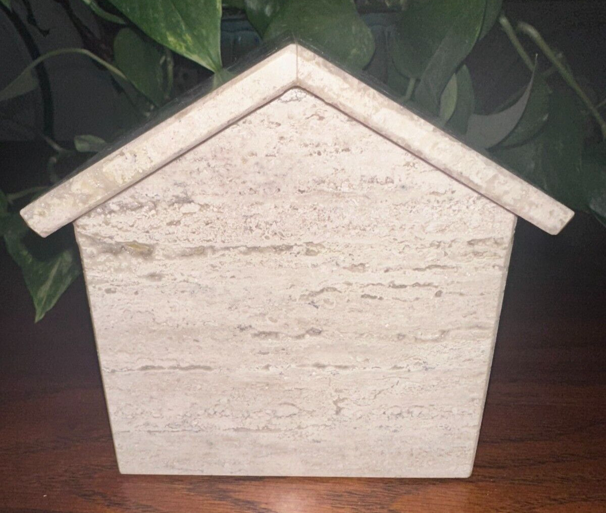 Natural Light Travertine Marble pet urn memorial dog cremains handmade doghouse